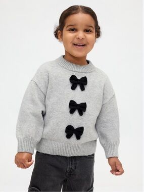 Gap Toddler CashSoft Bow Sweater Grey